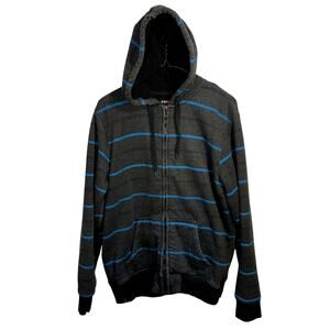 Tony Hawk Full Zip Hoodie Men M Fleece Skater Grunge Y2K Streetwear Retro Stripe